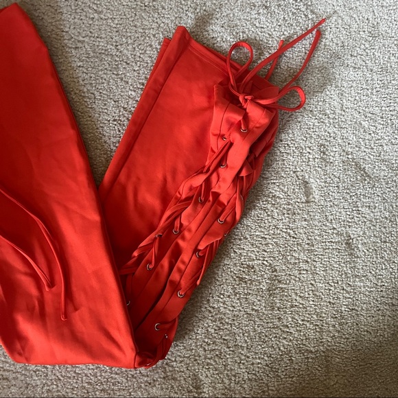 Orange Lace Up Fashion Nova Pants - Picture 2 of 3